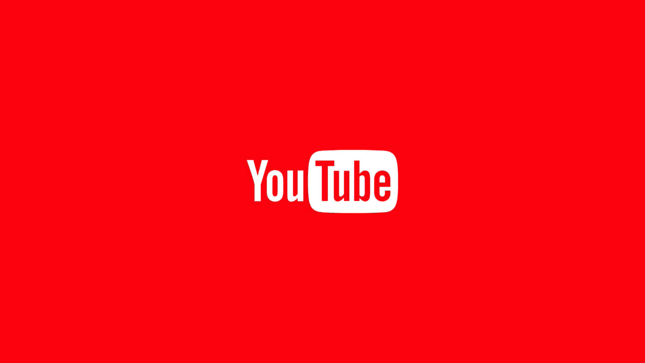 YouTube 桌布 壁紙 — 一個大膽的白色YouTube標誌居中在純紅色背景上。