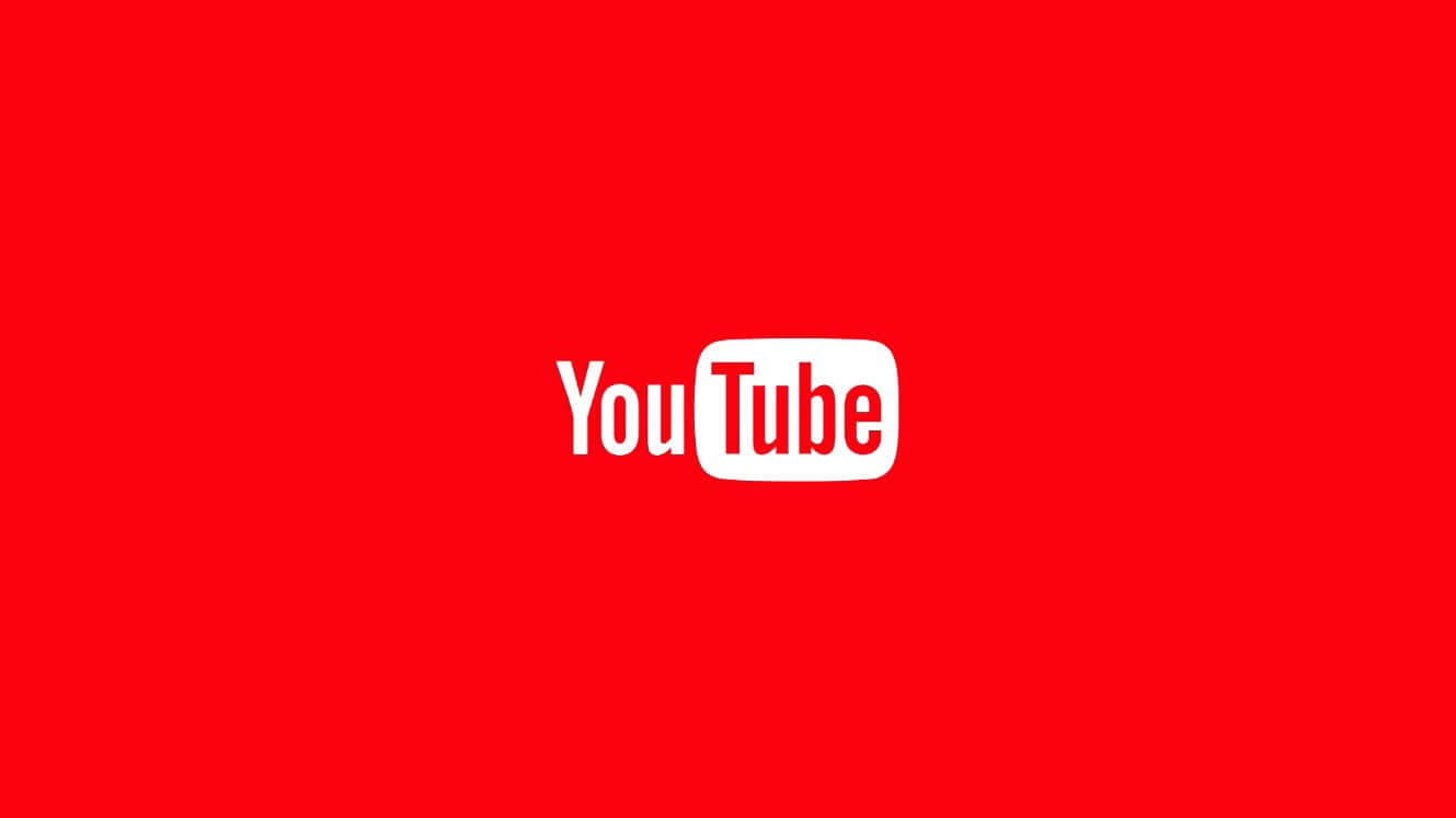 YouTube Cover 桌布 壁紙 — 一個大膽的白色YouTube標誌居中在純紅色背景上。
