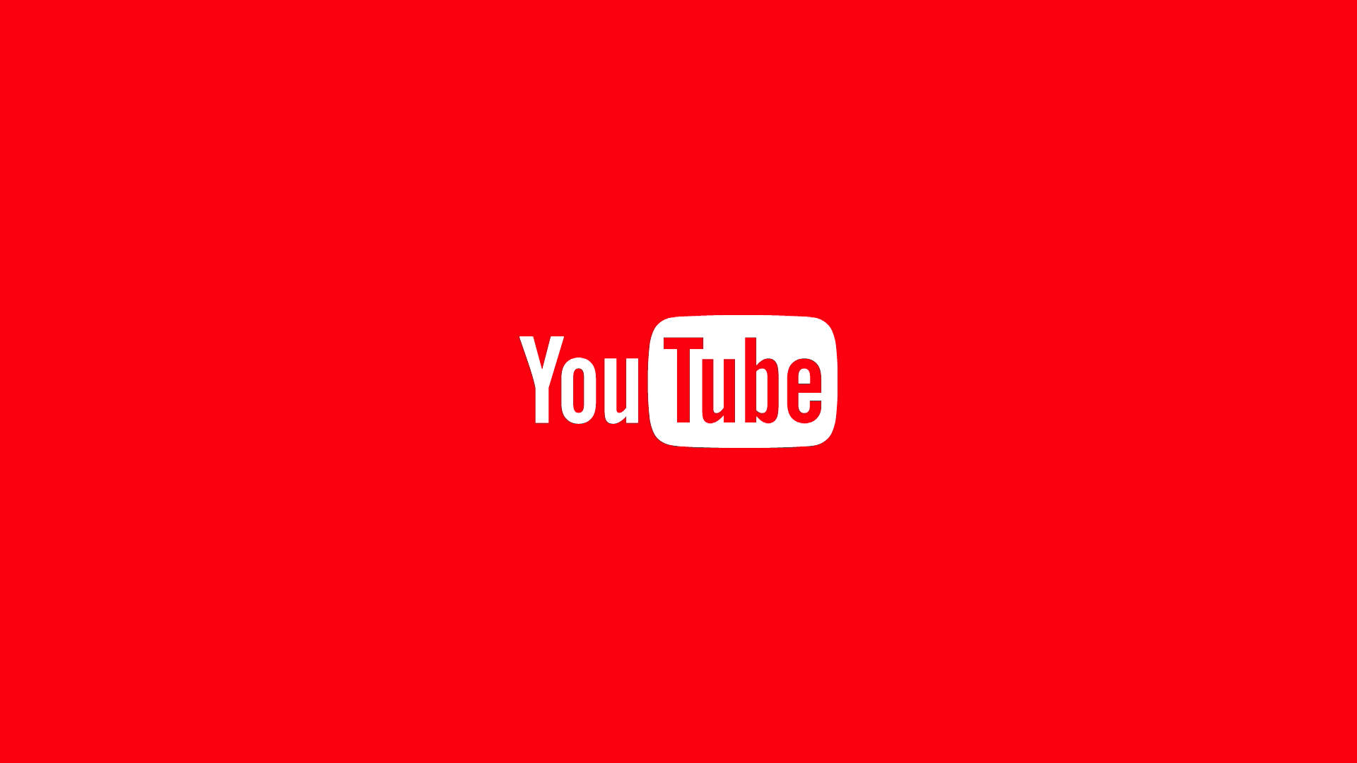 美學 桌布 壁紙 — 一個大膽的白色YouTube標誌居中在純紅色背景上。