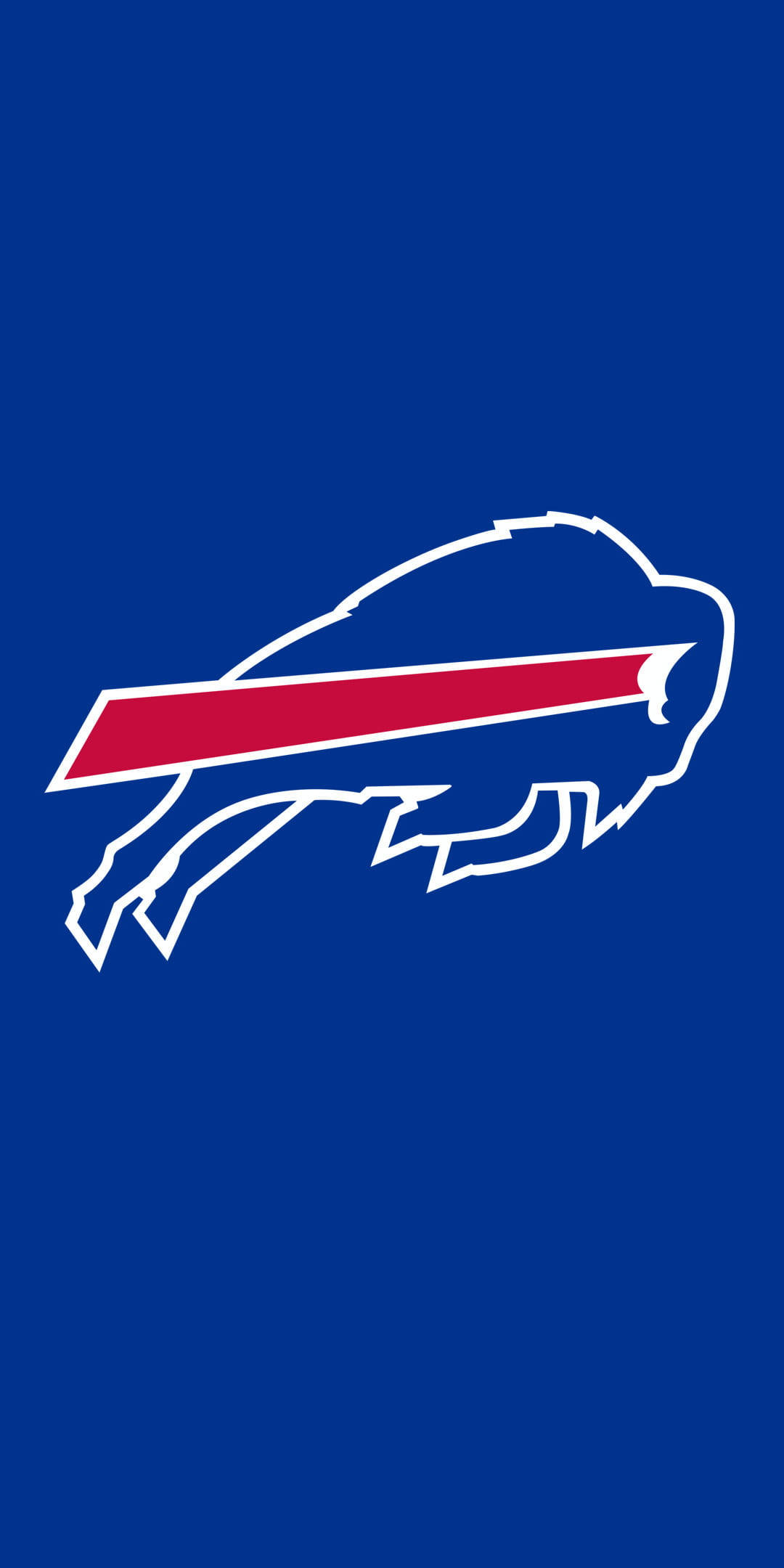 NFL Team Logo 桌布 壁紙 — 一個大膽的白色和紅色衝鋒水牛標誌在純皇家藍色背景上脫穎而出。