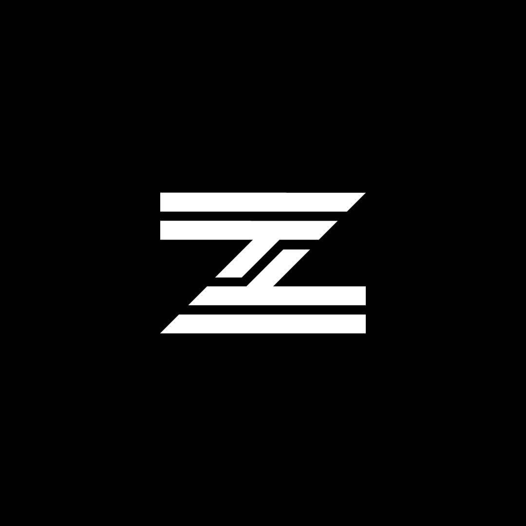 Z 桌布 壁紙 — 一個大膽的白色幾何Z標誌，居中於純黑色背景上，線條銳利乾淨。