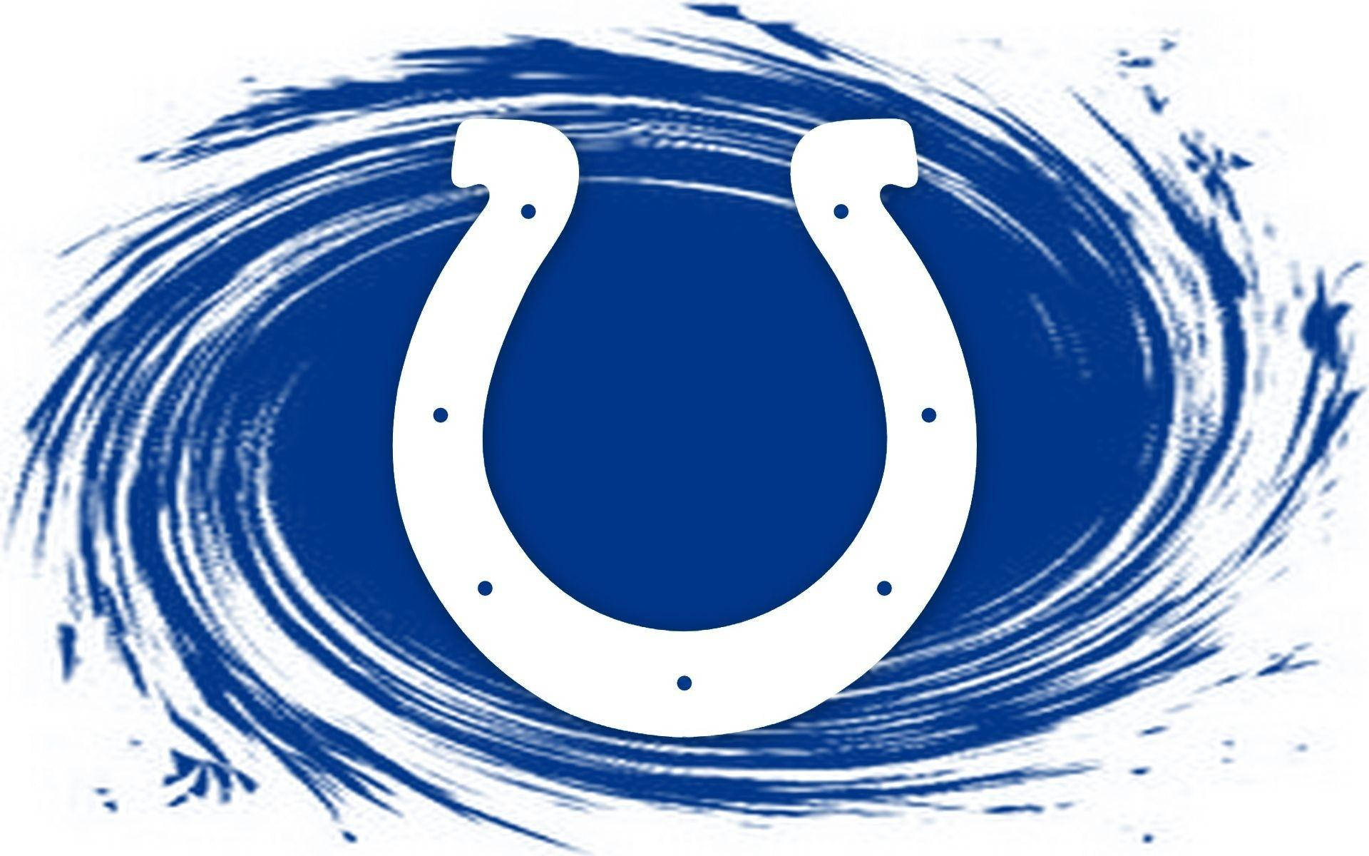 NFL 桌布 壁紙 — 一個大膽的白色馬蹄鐵標誌，居中於動態的藍白漩渦背景上。