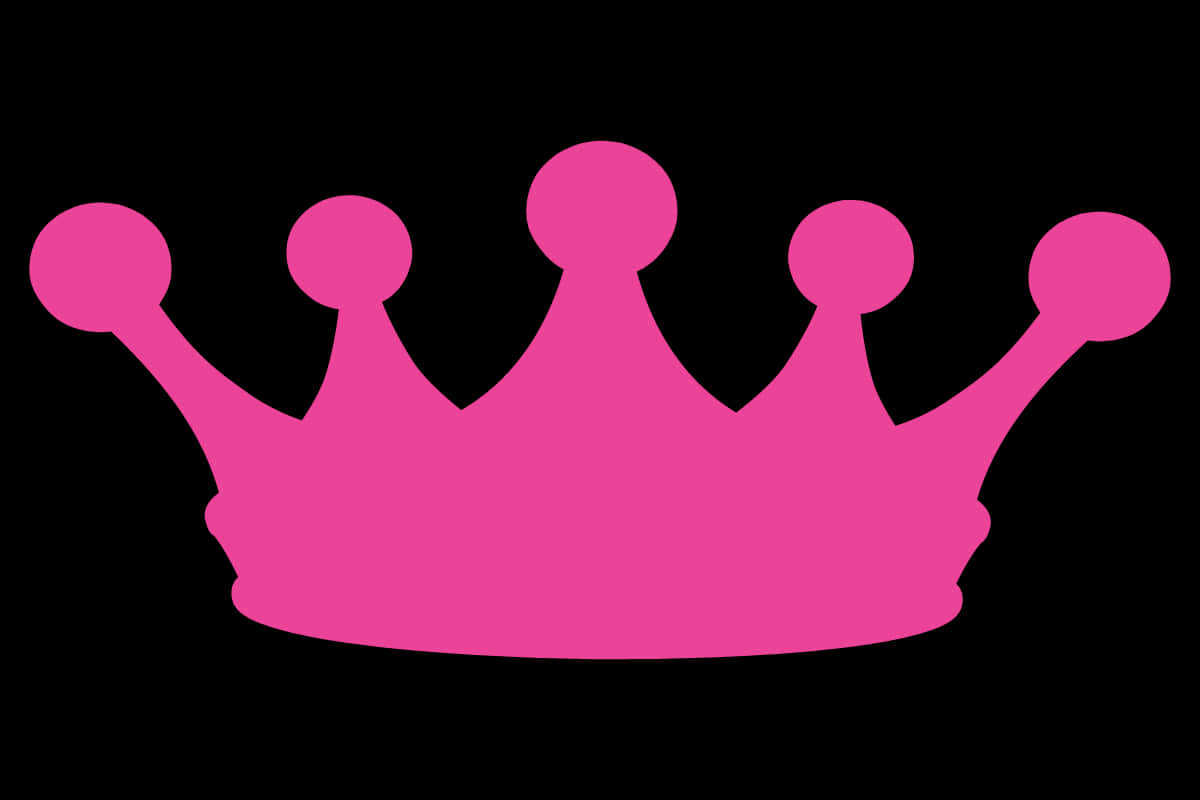 Princess Crown 桌布 壁紙 — 一個大膽的粉紅色皇冠剪影在純黑色背景上脫穎而出。