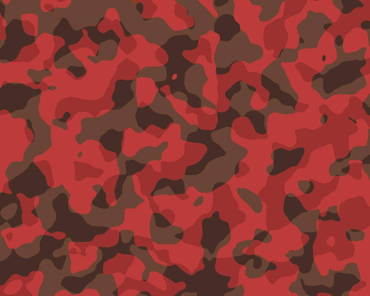Red Camo 桌布 壁紙 — 一個大膽的紅棕色迷彩圖案，帶有不規則斑點覆蓋整個框架。