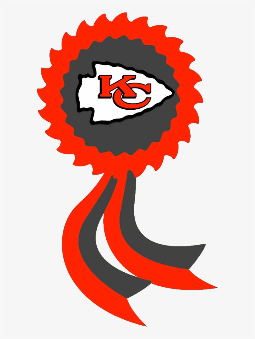 Kansas City Chiefs Logo 桌布 壁紙 — 一個大膽的紅灰絲帶玫瑰花結，中心是堪薩斯城酋長隊標誌。
