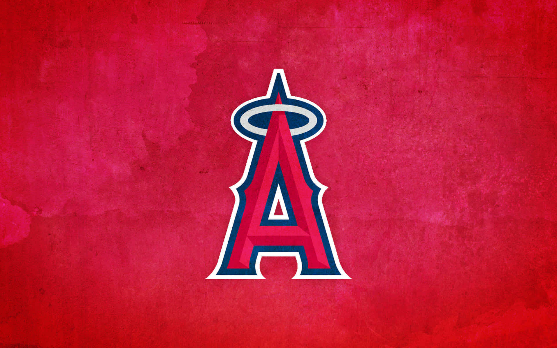MLB Teams 桌布 壁紙 — 一個大膽的紅白「A」字，帶有光環標誌，居中放在有紋理的深紅色背景上。