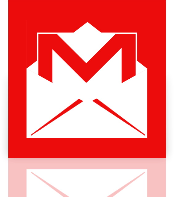 Gmail 動圖 桌布 壁紙 — 一個大膽的紅白Gmail標誌，帶有信封和風格化的M，置於純紅色背景上。