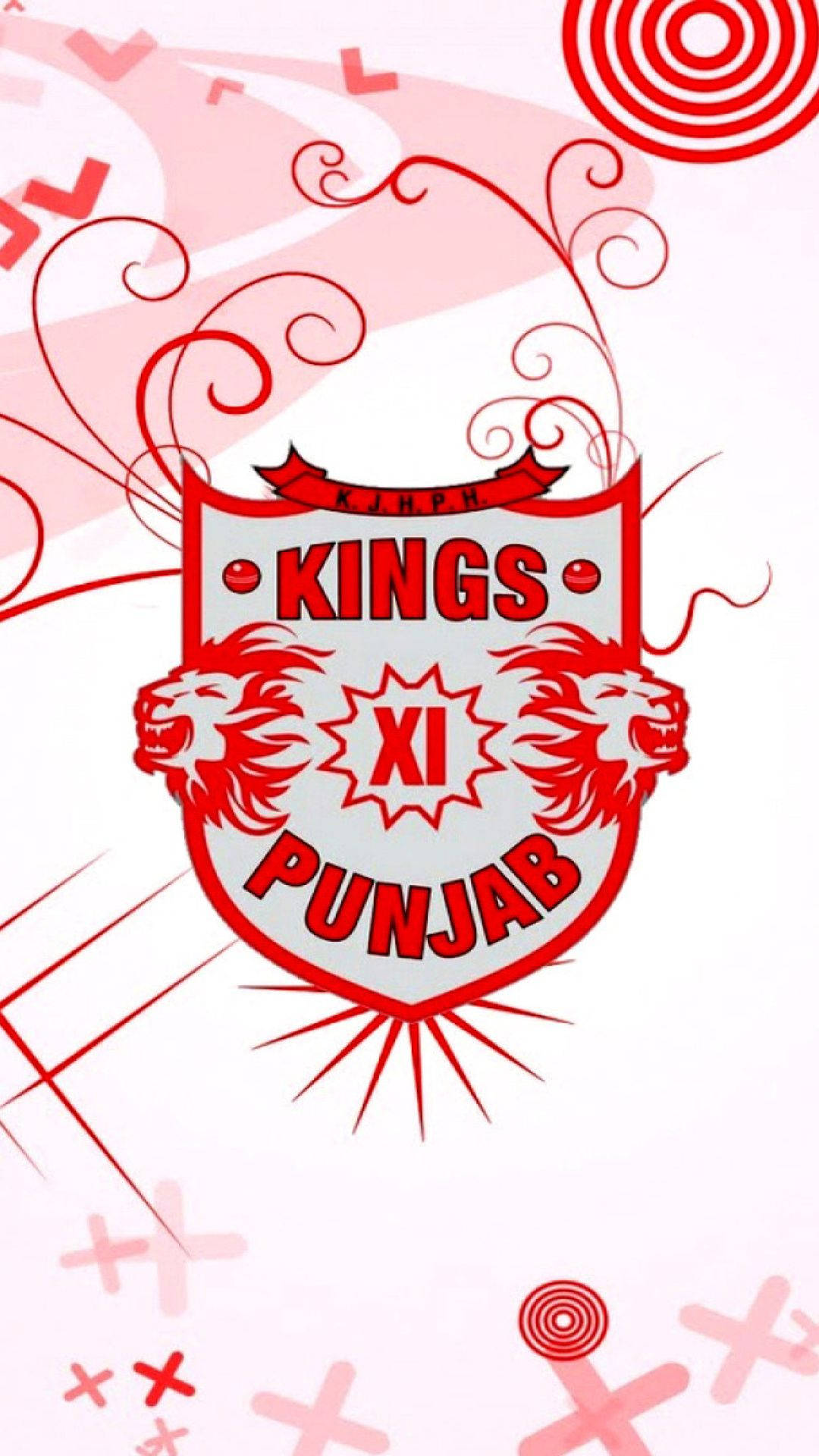 Kings XI Punjab體育隊伍標誌，帶有獅子和紅色漩渦，背景為淺粉紅色。 — 印度板球 壁紙
