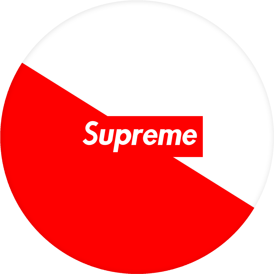supreme 桌布 壁紙 — 一個大膽的紅白圓形標誌，紅色方框內有白色文字的Supreme字樣。