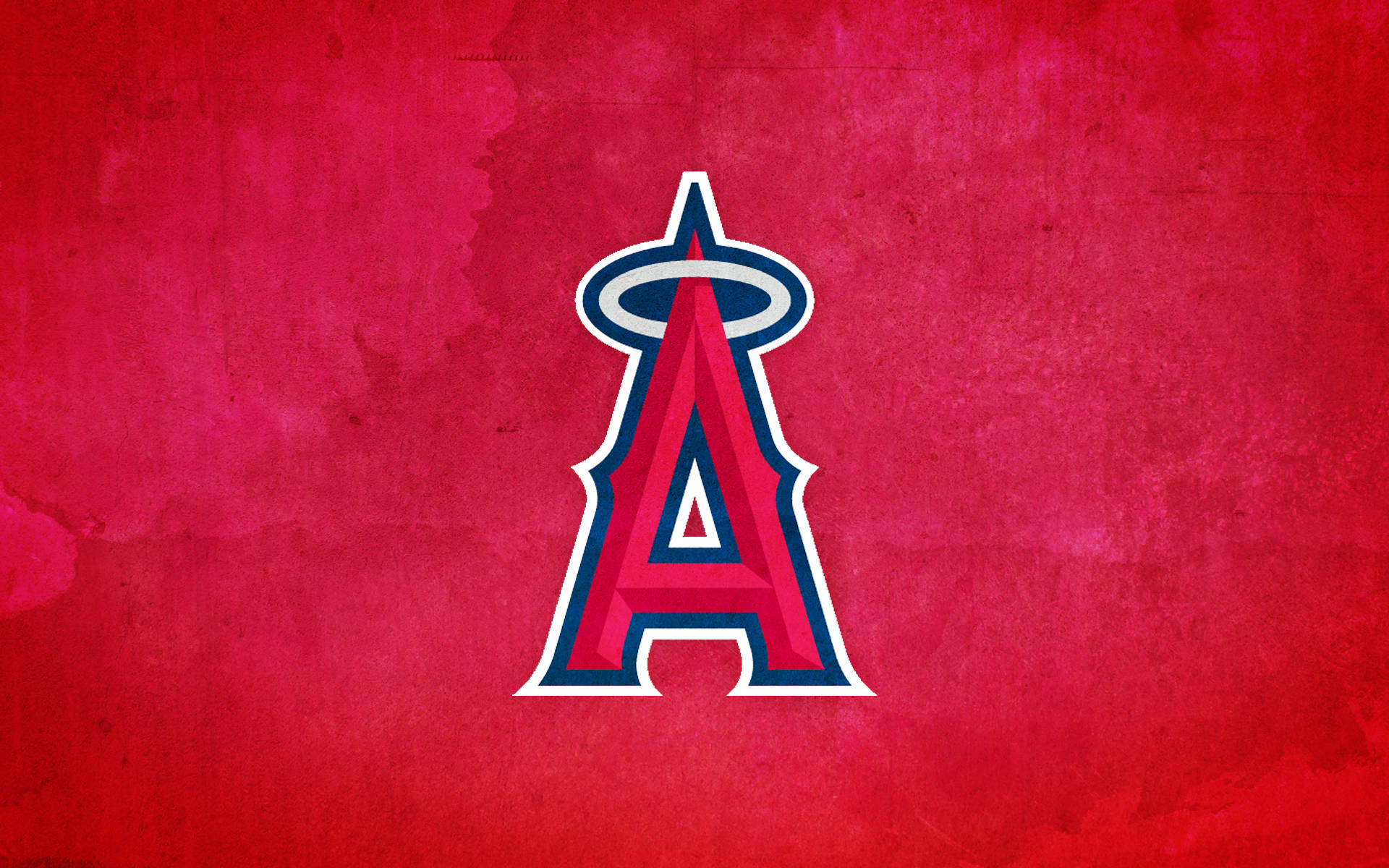 angels 桌布 壁紙 — 一個大膽的紅白風格化 'A' 帶有光環，居中在帶有紋理的深紅色背景上。