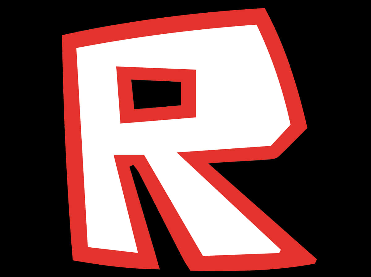 Roblox Logo 桌布 壁紙 — 一個大膽的紅白風格化字母R標誌，置於純黑色背景上。