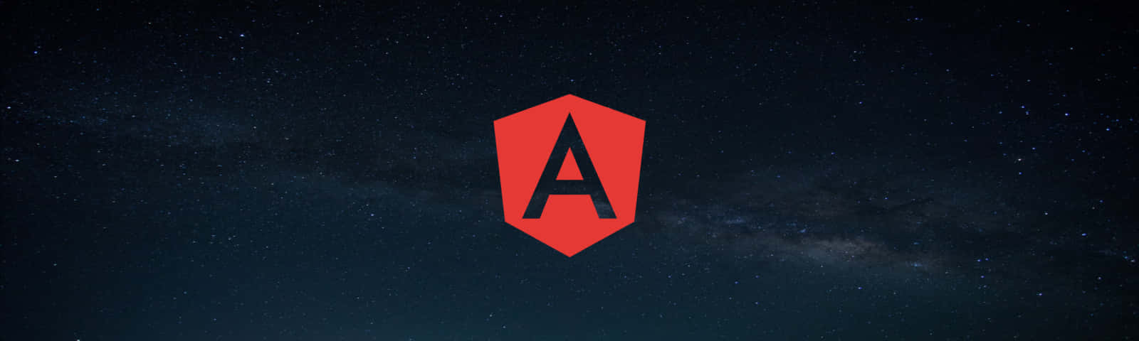 Apex 英雄 桌布 壁紙 — 一個大膽的紅色 Angular 標誌置中於星空夜空，帶有可見的銀河帶。