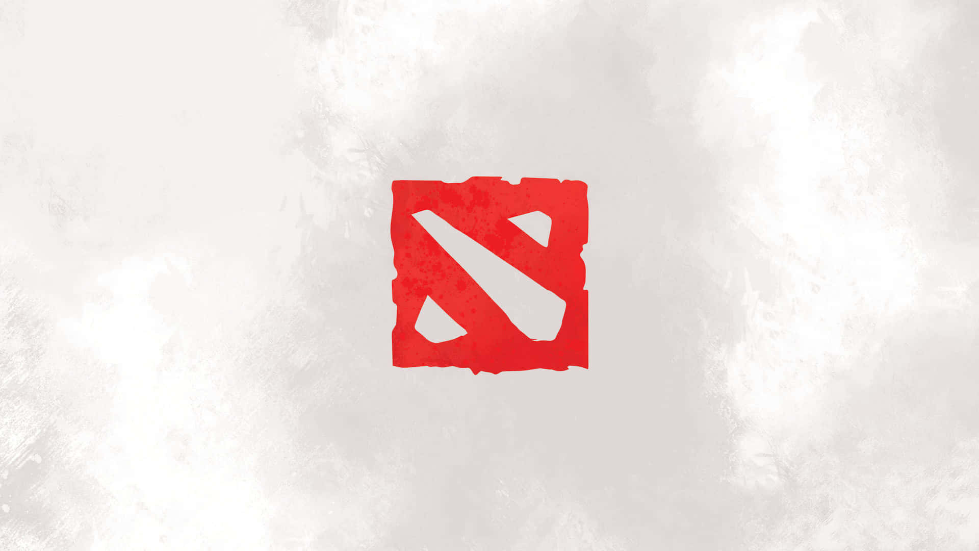 電玩遊戲 桌布 壁紙 — 一個大膽的紅色 Dota 2 標誌，帶有磨損紋理，居中於有紋理的米白色背景上。