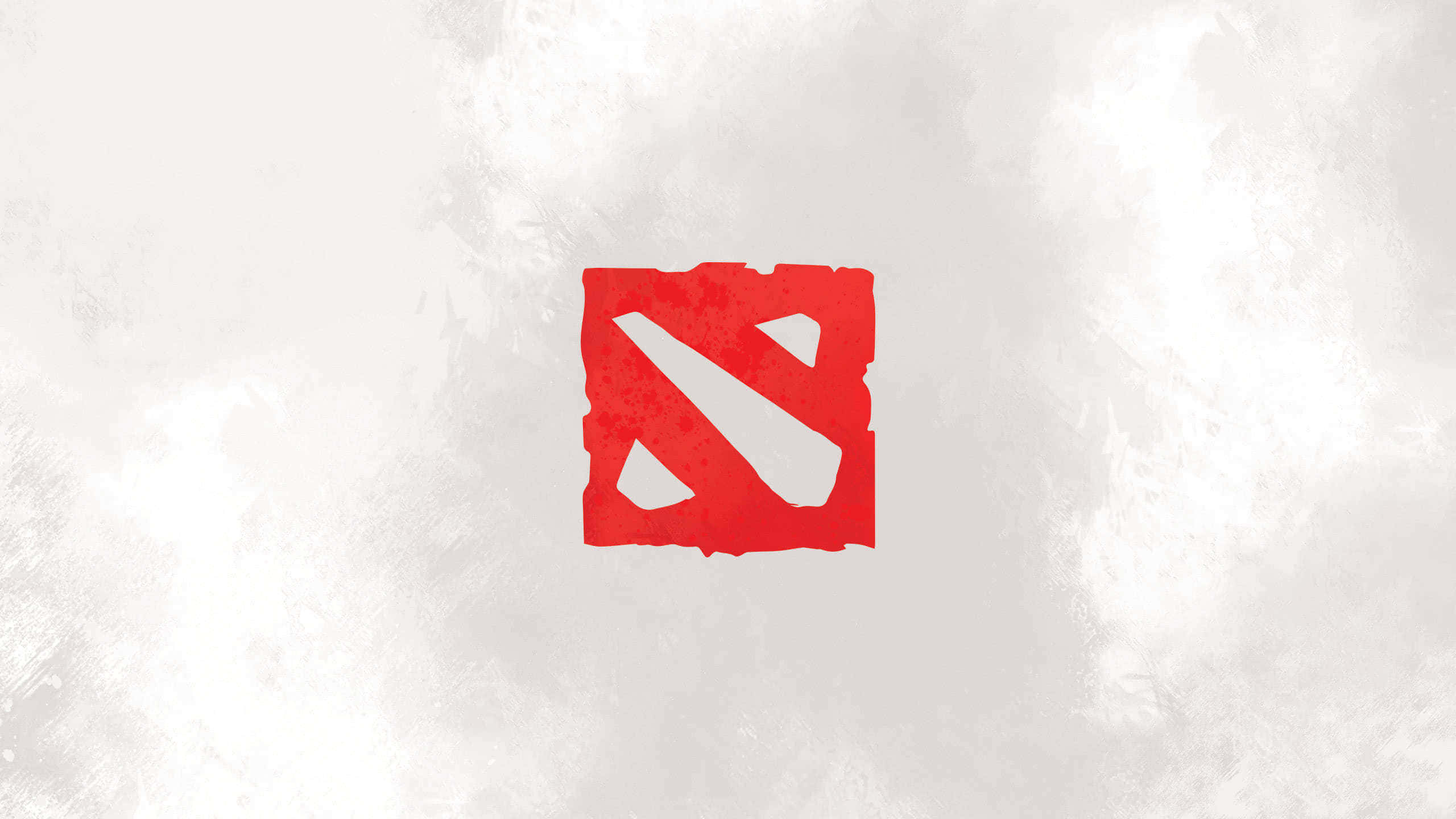 刀塔2 桌布 壁紙 — 一個大膽的紅色 Dota 2 標誌，帶有磨損紋理，居中於柔和的灰色水彩背景上。