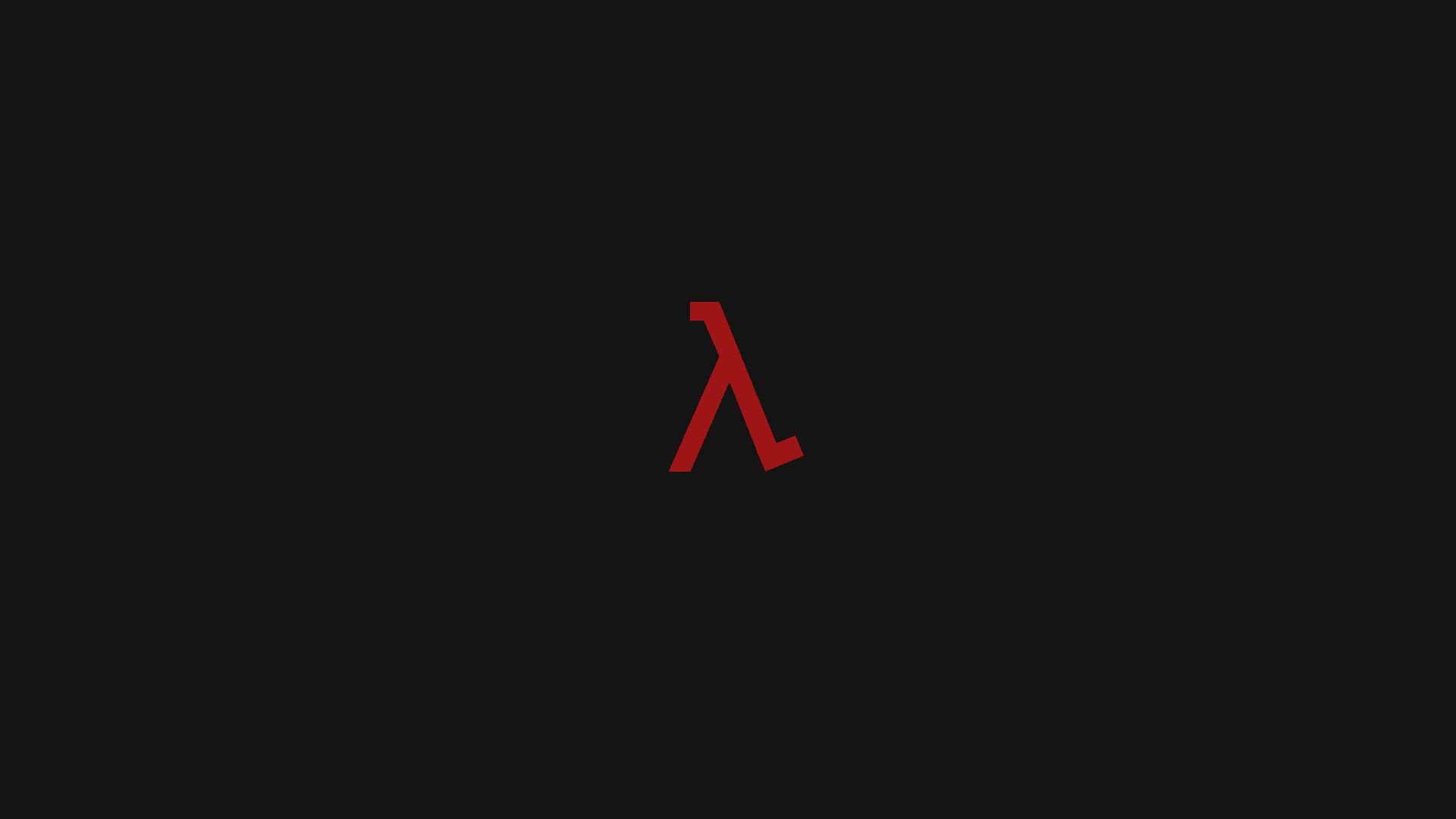Half Life 2 桌布 壁紙 — 一個大膽的紅色 lambda 符號居中於純黑色背景上。