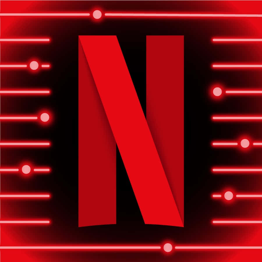 Netflix 桌布 壁紙 — 一個大膽的紅色 Netflix 標誌居中於深色背景上，帶有發光的紅色霓虹線條和點。