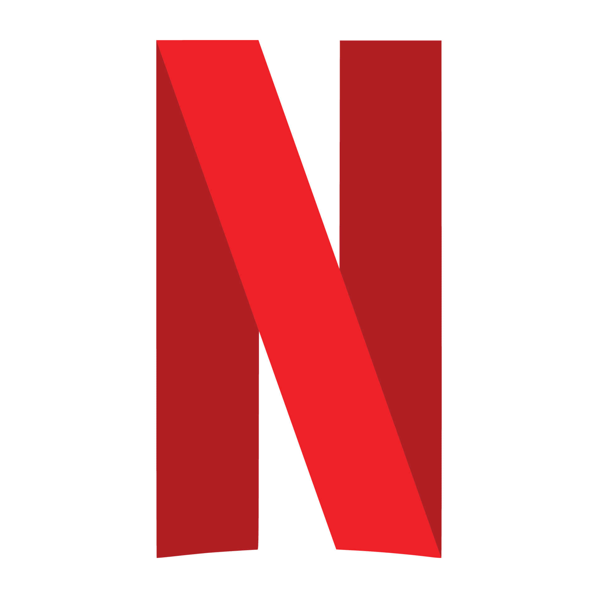 Netflix 桌布 壁紙 — 一個大膽的紅色 Netflix 標誌，帶有漸變陰影，居中在純白色背景上。