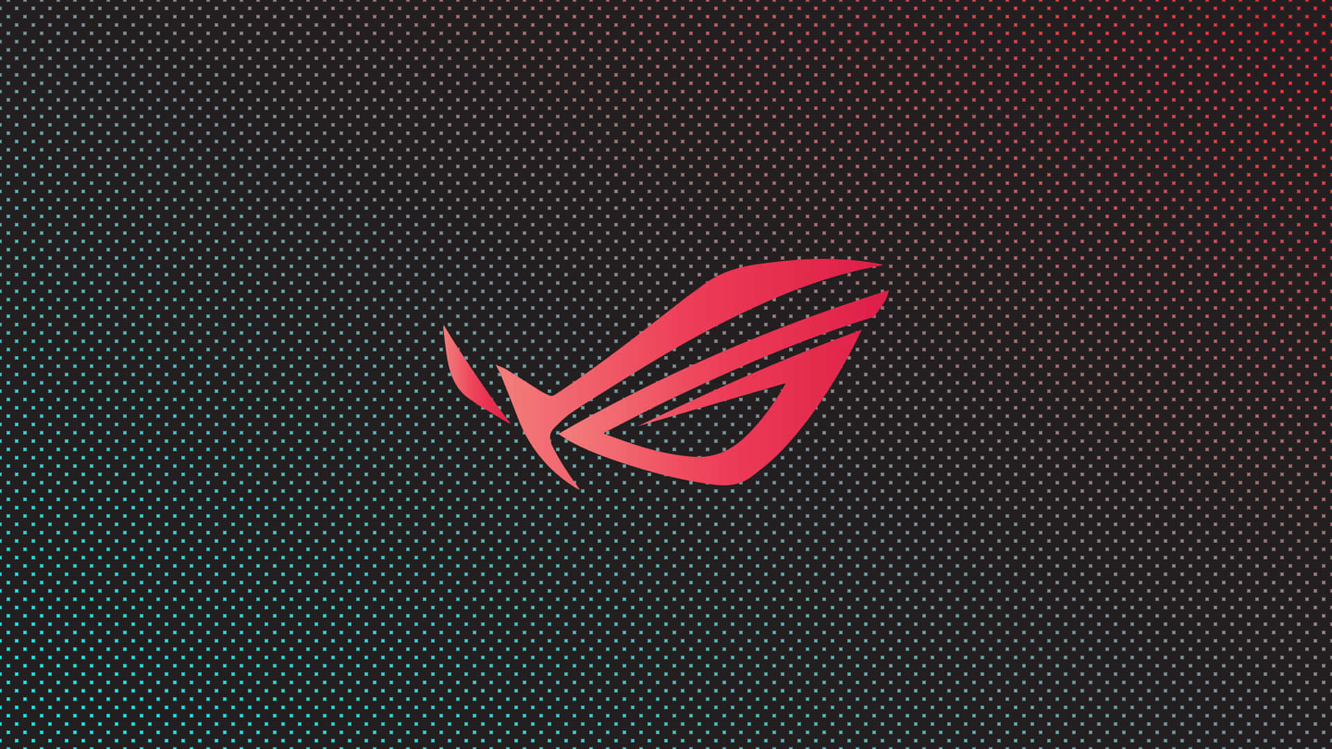 Rog 桌布 壁紙 — 一個大膽的紅色 ROG 標誌在帶有微妙圓點圖案的深色漸變背景上發光。