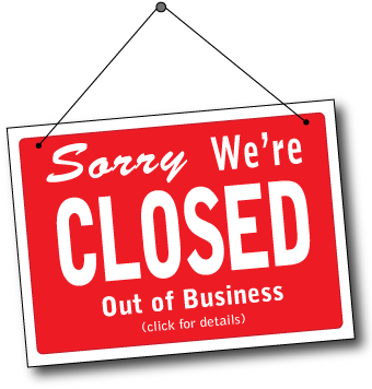 Closed Sign 桌布 壁紙 — 一個大膽的紅色「Sorry We're CLOSED」標誌掛在 stark 黑色背景上，帶有白色文字和一個小型的點擊查看詳情提示。