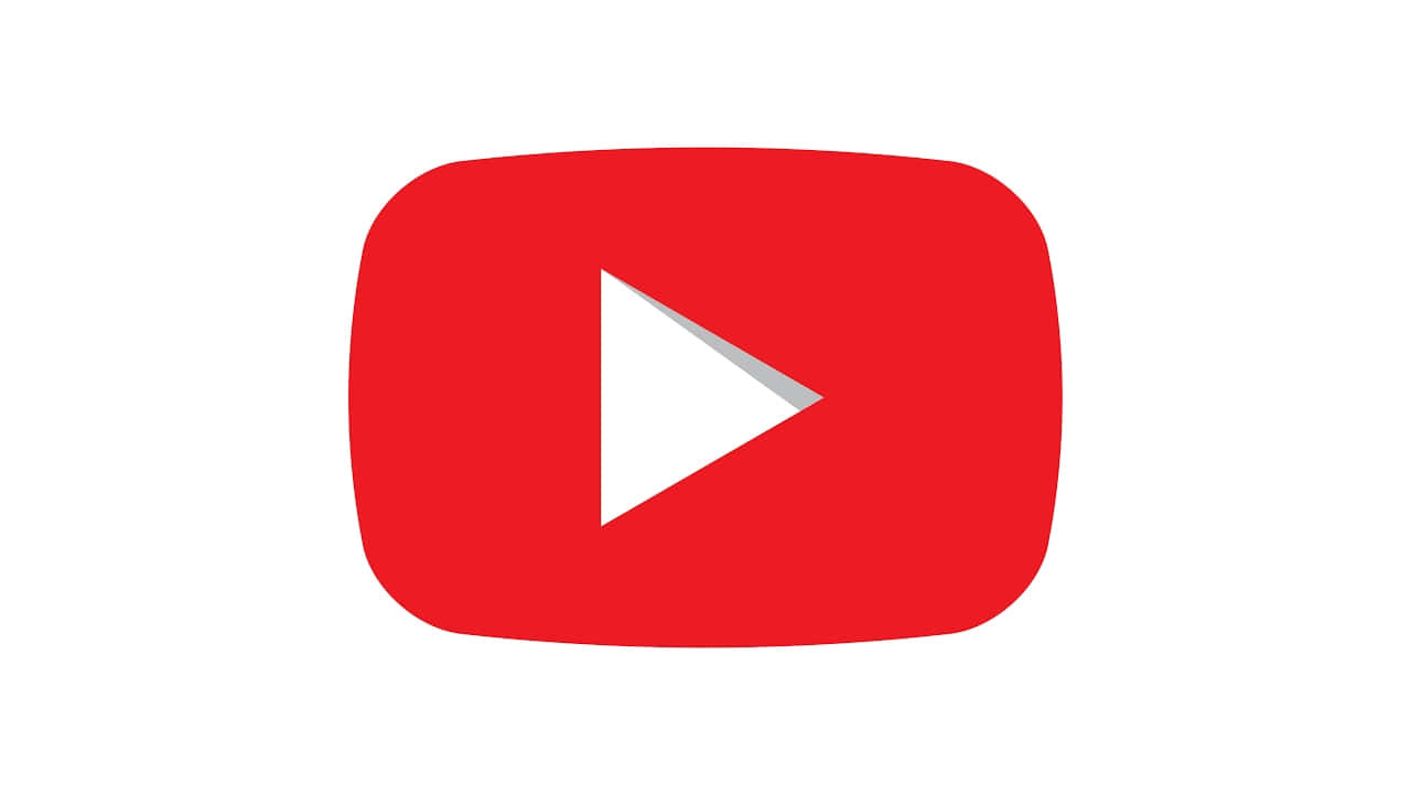 YouTube Logo 桌布 壁紙 — 一個大膽的紅色 YouTube 播放按鈕圖示，白色三角形居中於純白色背景上。