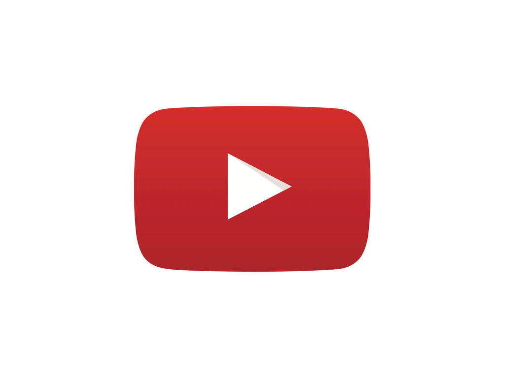 Social 桌布 壁紙 — 一個大膽的紅色 YouTube 播放按鈕圖示，居中在乾淨的白色背景上。