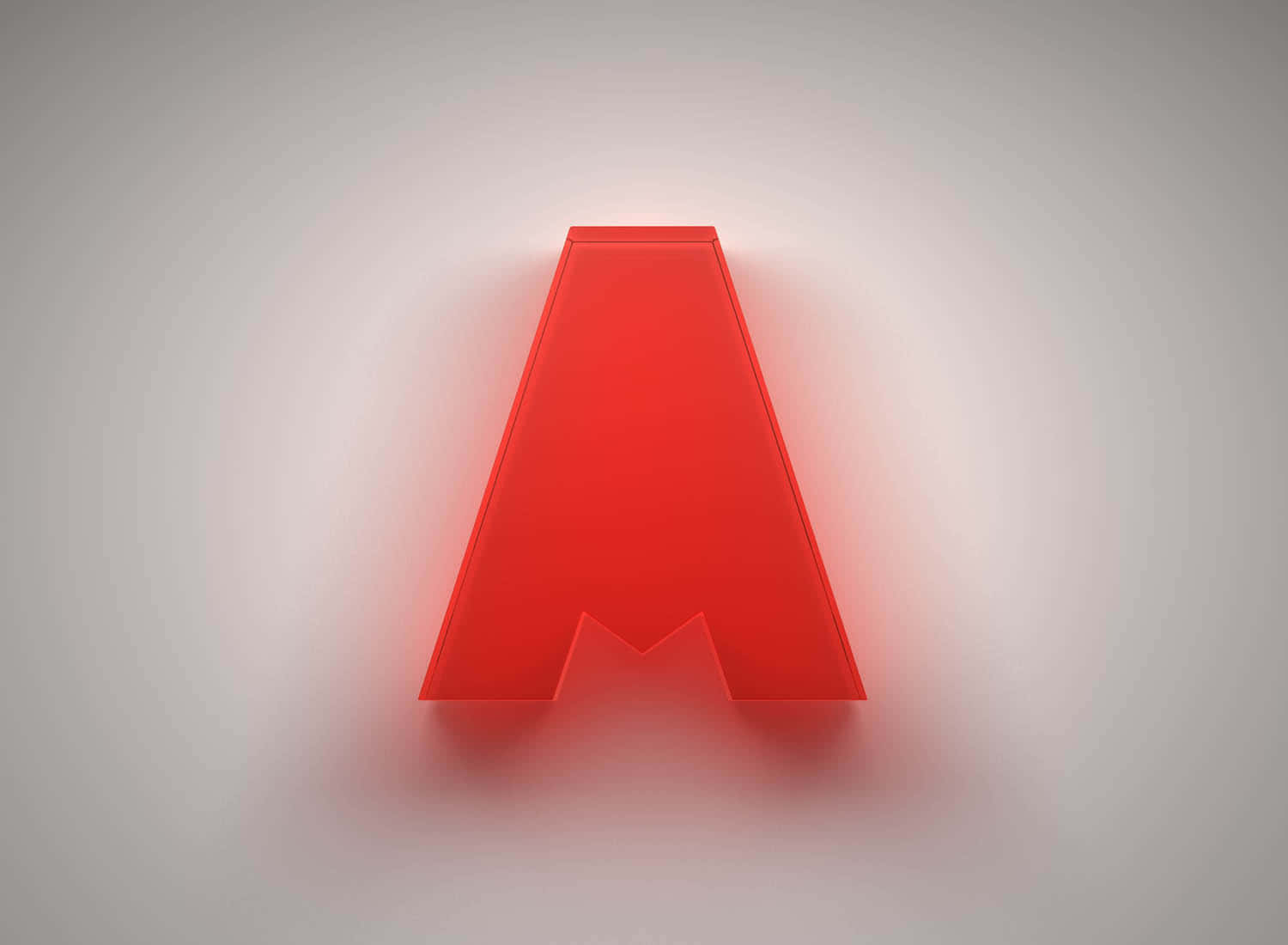 Apex 桌布 壁紙 — 一個大膽的紅色3D字母A在帶有微妙燈光效果的灰色漸變背景上柔和發光。