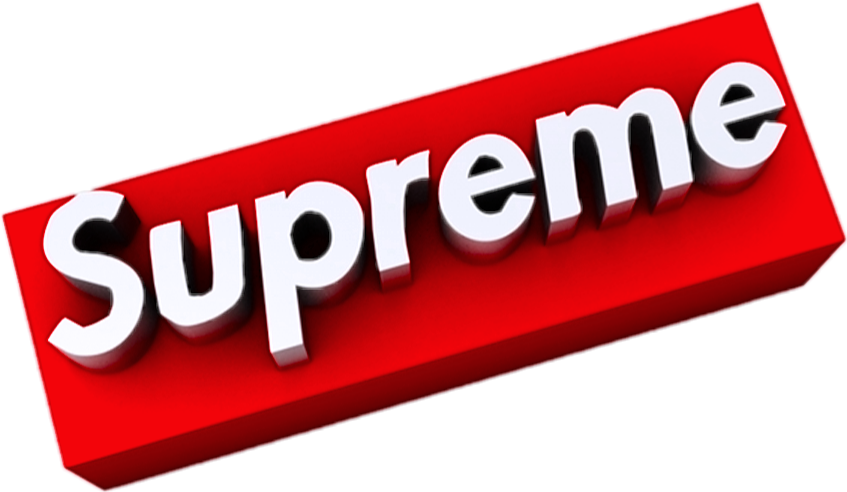 Supreme Logo 桌布 壁紙 — 一個大膽的紅色3D盒子，帶有白色'Supreme'文字，傾斜在黑色背景上。