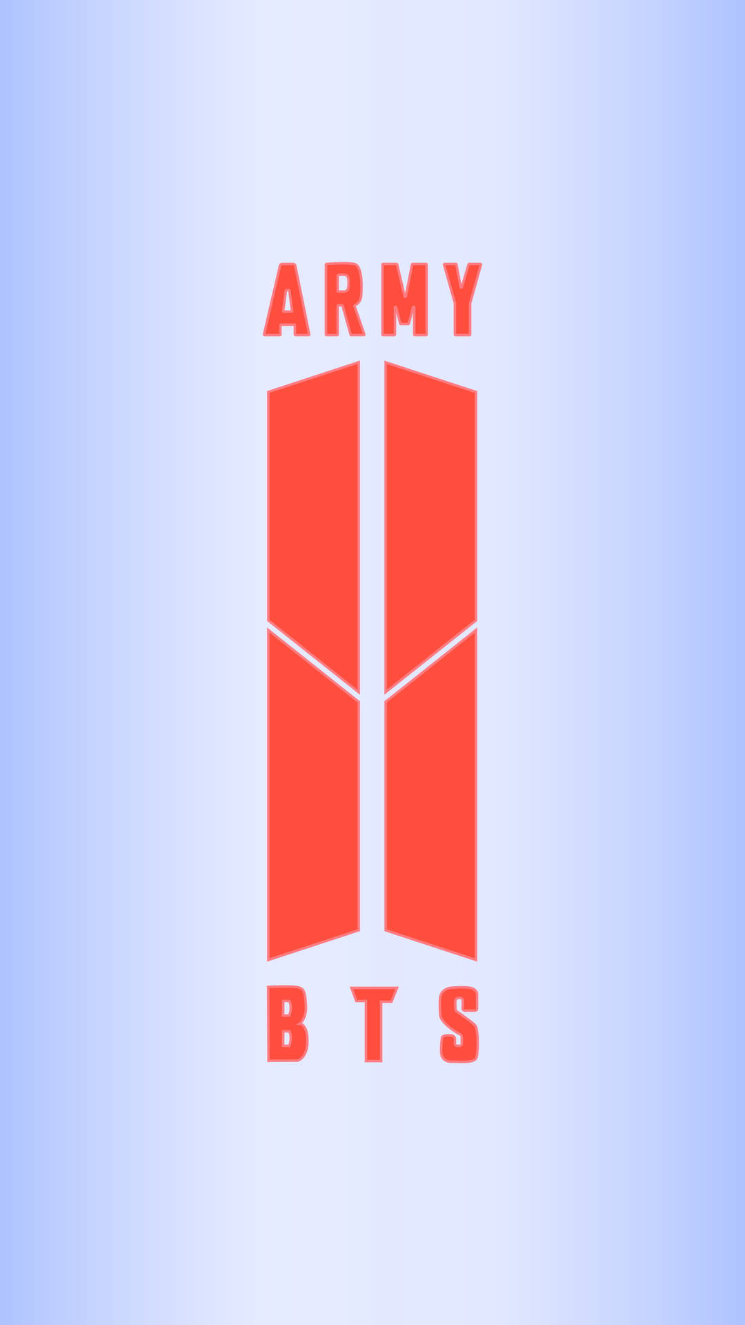 紅色BTS ARMY標誌在藍色漸變背景上