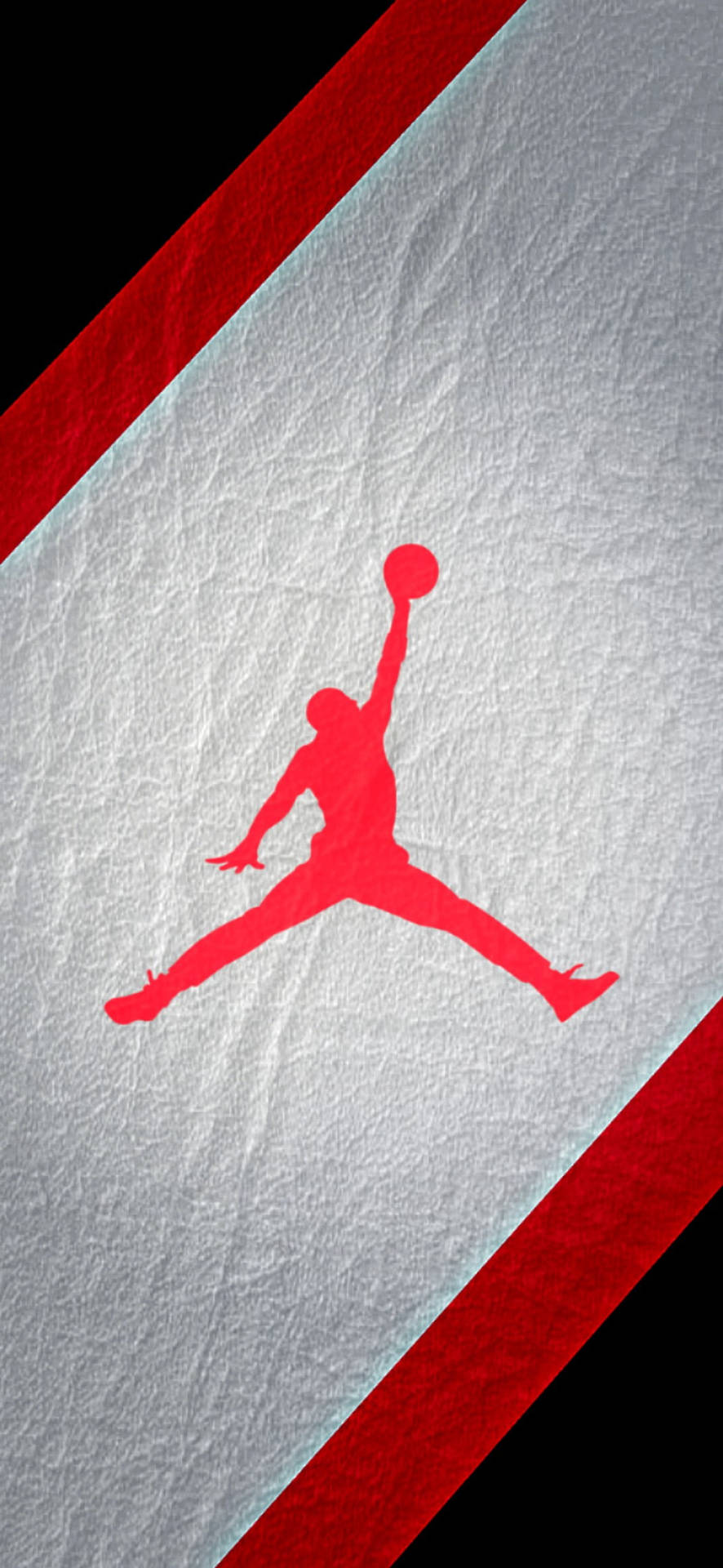 紅色Jordan Jumpman標誌，帶有紋理的白色背景，紅色斜紋。 — Michael B Jordan 壁紙