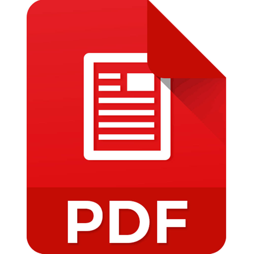 icon 桌布 壁紙 — 一個大膽的紅色PDF文件圖示，帶有白色文字和文件符號，背景為乾淨的白色。