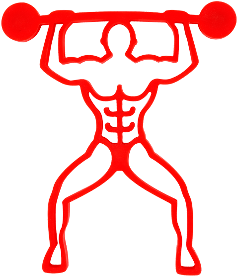 Fit 桌布 壁紙 — 一個大膽的紅色剪影，描繪一個肌肉發達的人物在純黑色背景上舉起槓鈴。