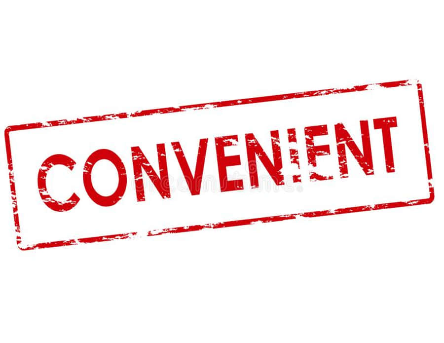 高清 桌布 壁紙 — 一個大膽的紅色印章，上面有磨損大寫字母的「CONVENIENT」字樣，背景為白色。