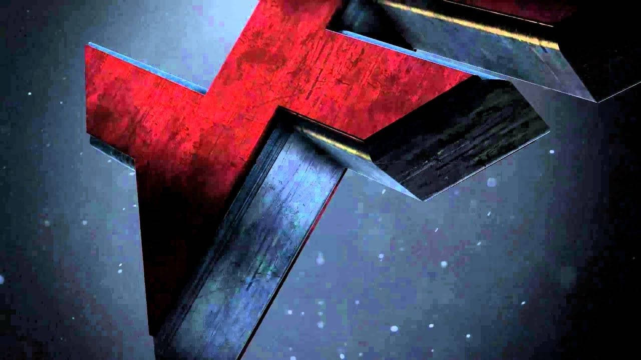 運動 桌布 壁紙 — 一個大膽的紅色和金屬字母T在黑暗的星空背景下脫穎而出，邊緣發光。