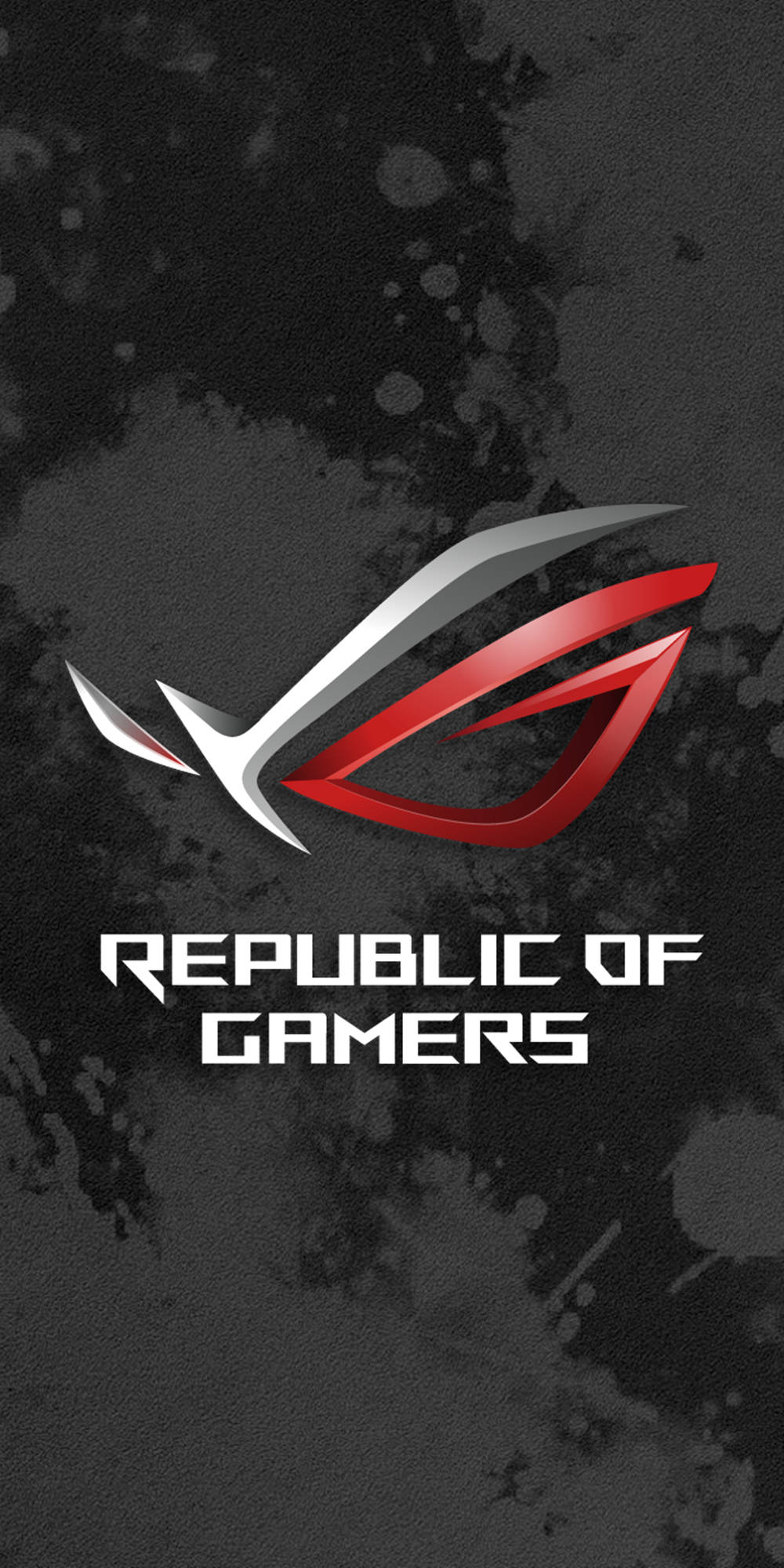 Republic of Gamers 標誌，紅色銀色設計，深色紋理背景 — 華碩 ROG 壁紙