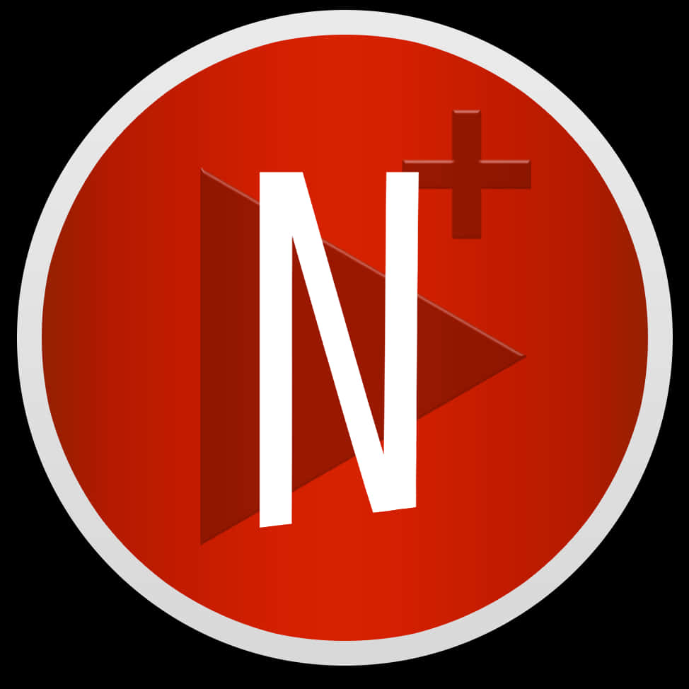 Netflix 桌布 壁紙 — 一個大膽的紅色圓形標誌，帶有白色風格化的 N plus 符號和播放按鈕設計。