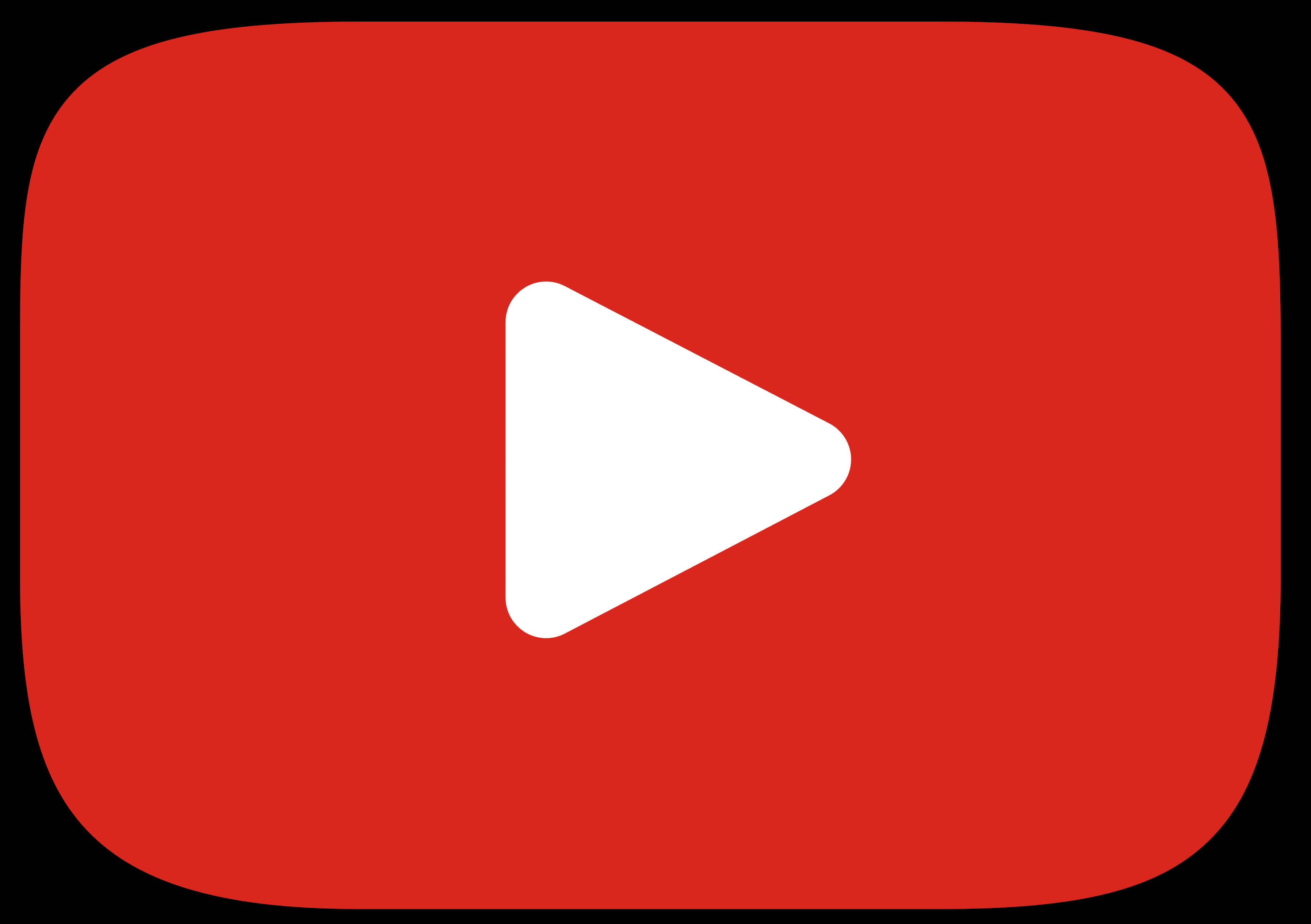 YouTube 標誌 桌布 壁紙 — 一個大膽的紅色圓角矩形，中央有一個白色播放按鈕，背景為黑色。
