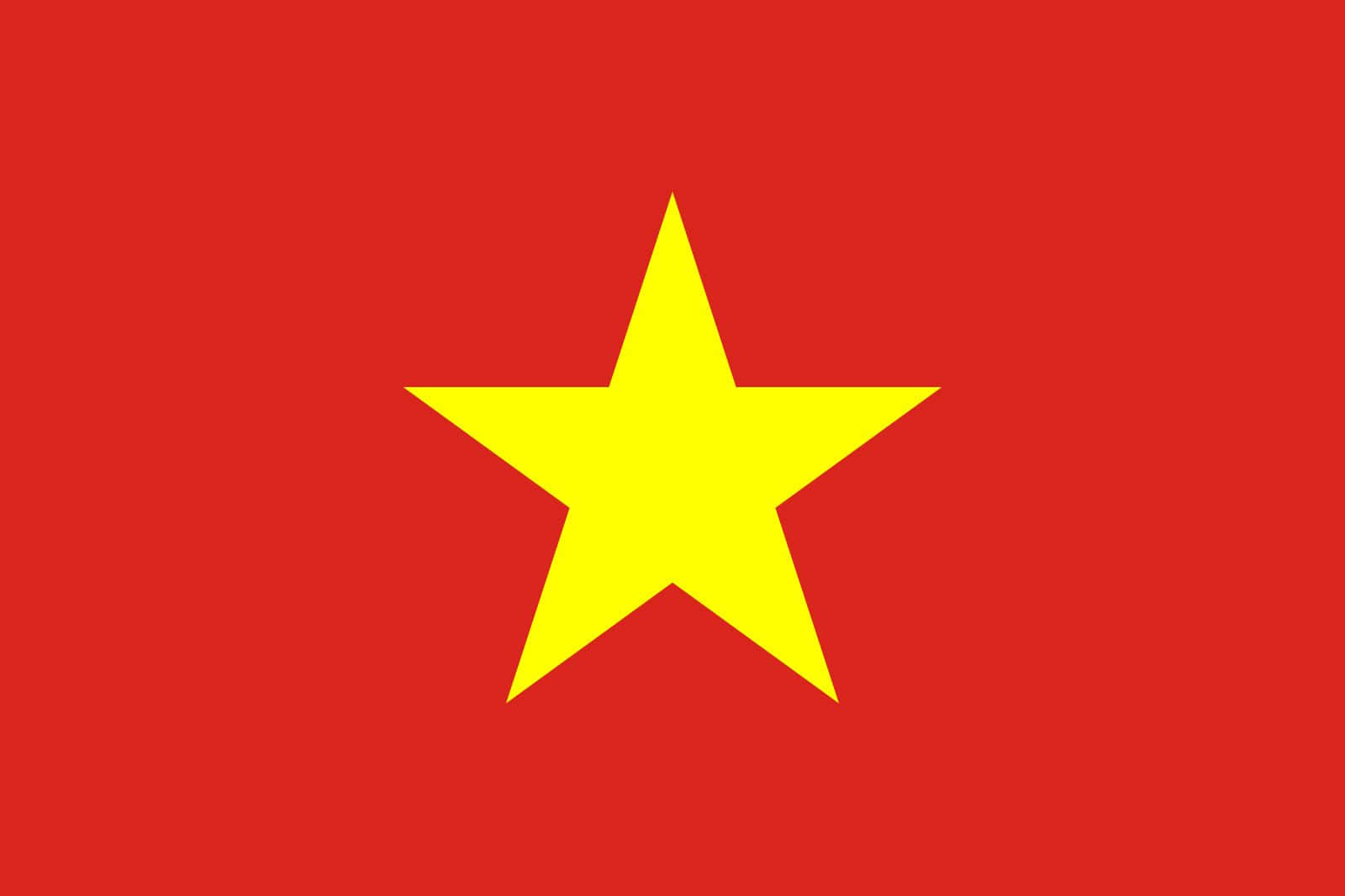 越南 桌布 壁紙 — 一個大膽的紅色場地中央有一顆明亮的黃色五角星。