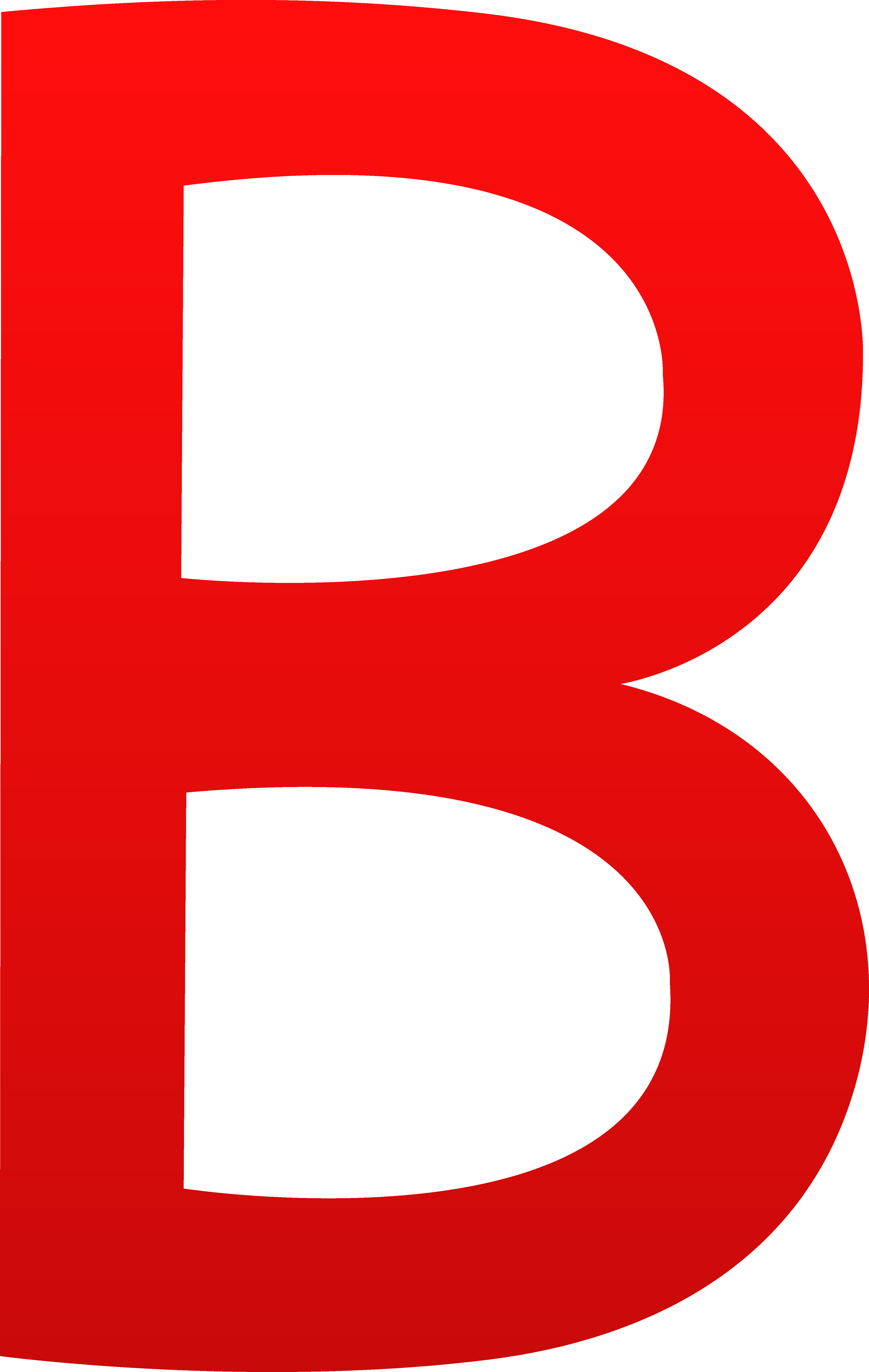 字母B 桌布 壁紙 — 一個大膽的紅色大寫字母B，帶有白色負空間，背景為純白色。