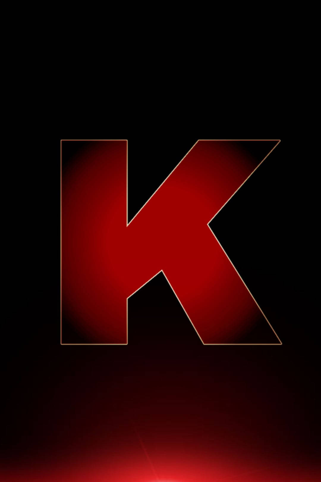 在黑色背景上發光並帶有光暈的紅色字母K。 — 字母K動圖 壁紙