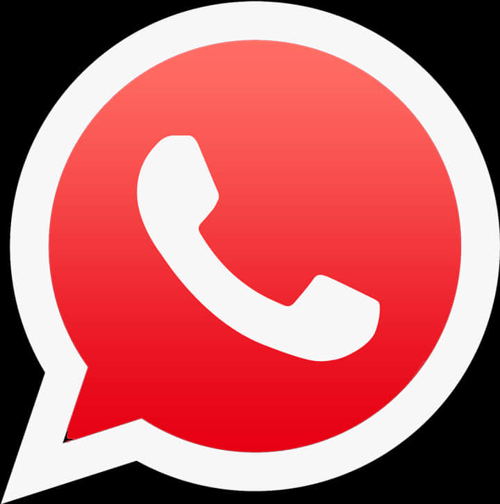 WhatsApp 桌布 壁紙 — 一個大膽的紅色對話氣泡圖標，中央有一個白色電話符號，背景為黑色。