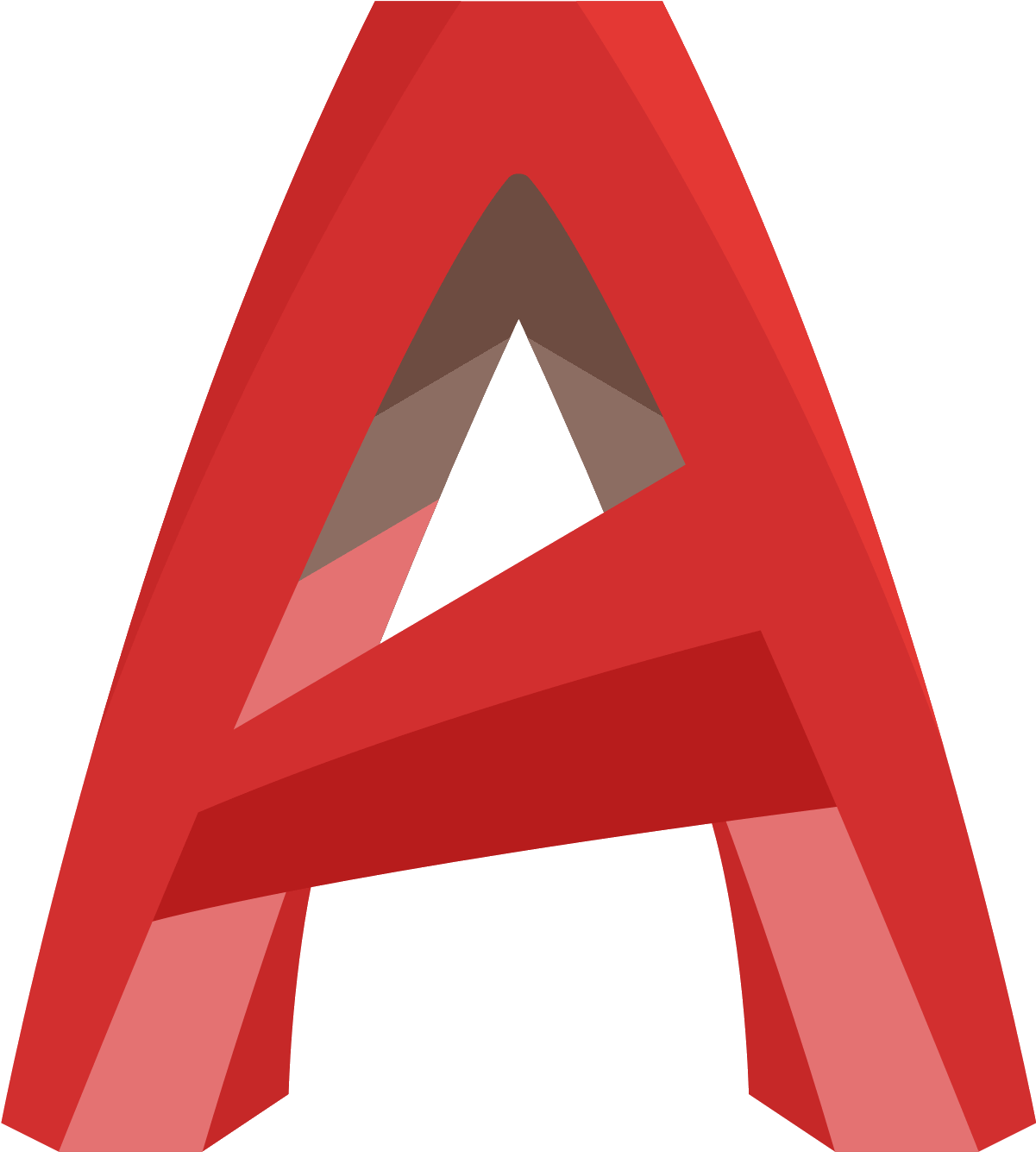Autocad Logo 桌布 壁紙 — 一個大膽的紅色幾何字母A，帶有漸變陰影和黑色負空間，背景為黑色。