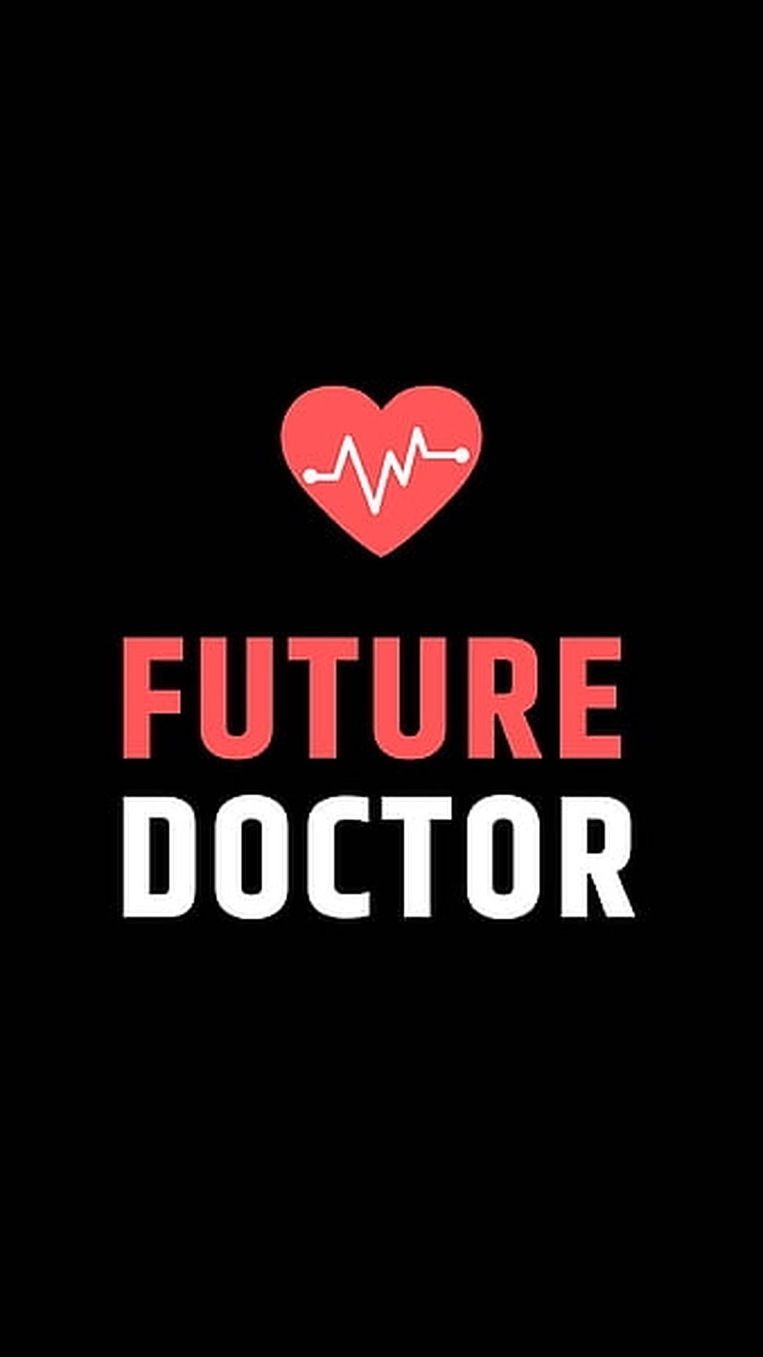黑色背景上「FUTURE DOCTOR」文字上方帶有心跳線的紅色心形。 — 醫生 GIF 壁紙