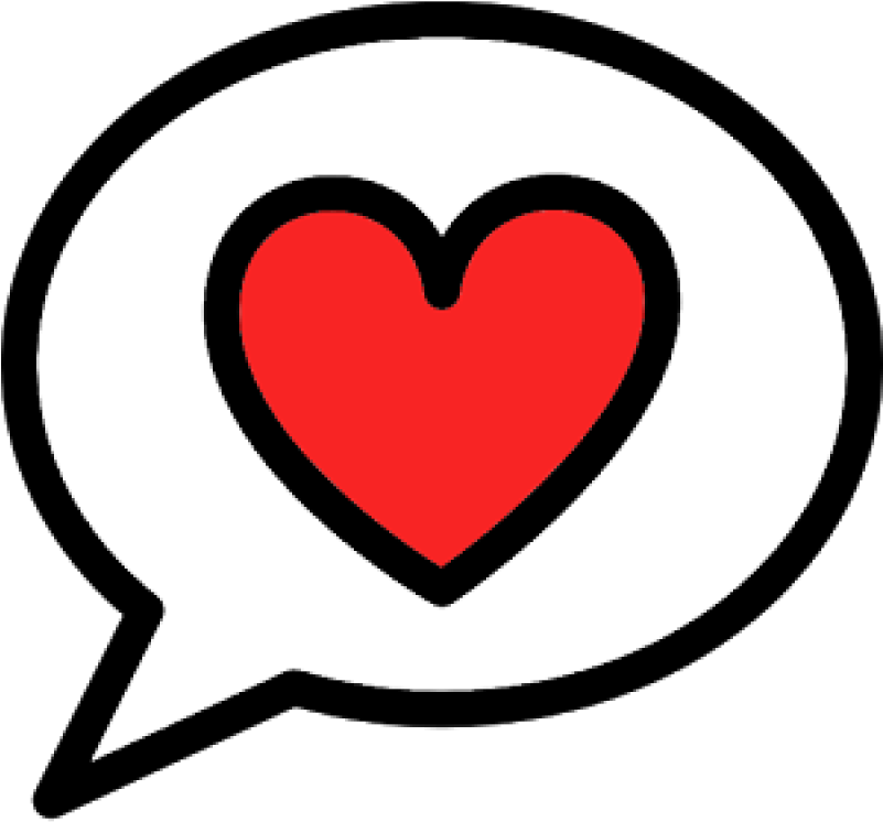 Emoticon 桌布 壁紙 — 一個大膽的紅色心形，帶有粗黑色輪廓，居中在白色對話框內，背景為黑色。