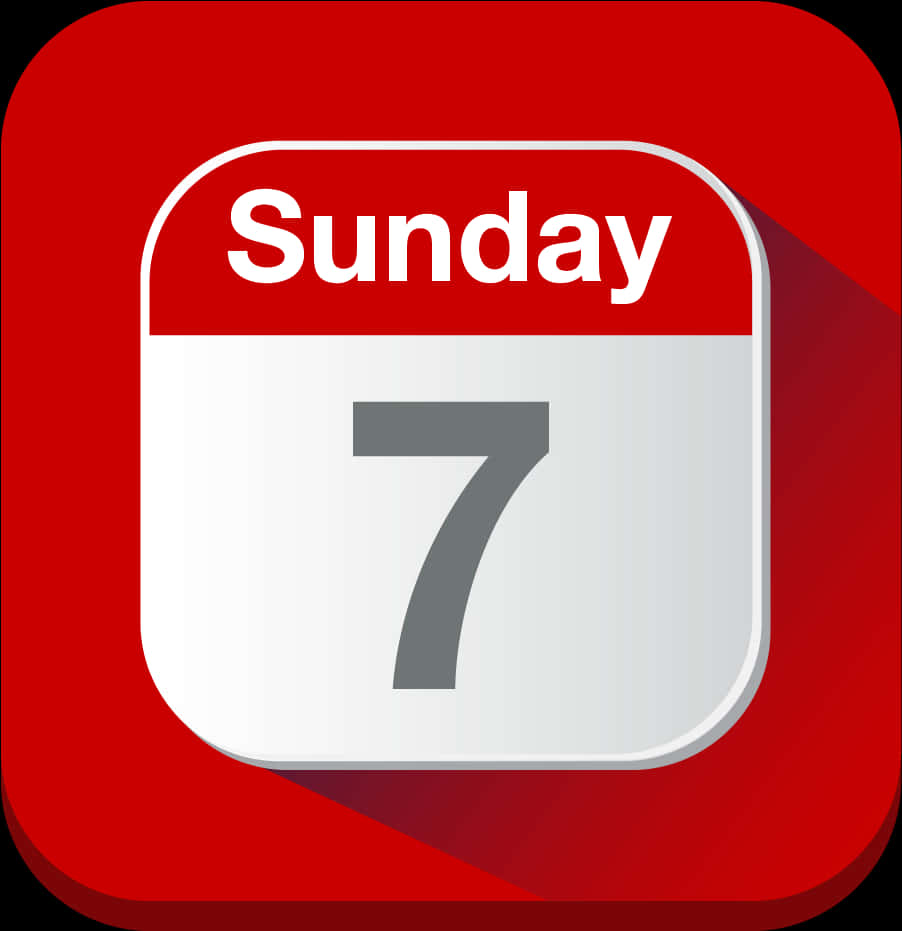 Calendar Icon 桌布 壁紙 — 一個大膽的紅色方形圖示顯示一個白色日曆頁面，標記為星期日7，帶有長陰影效果。