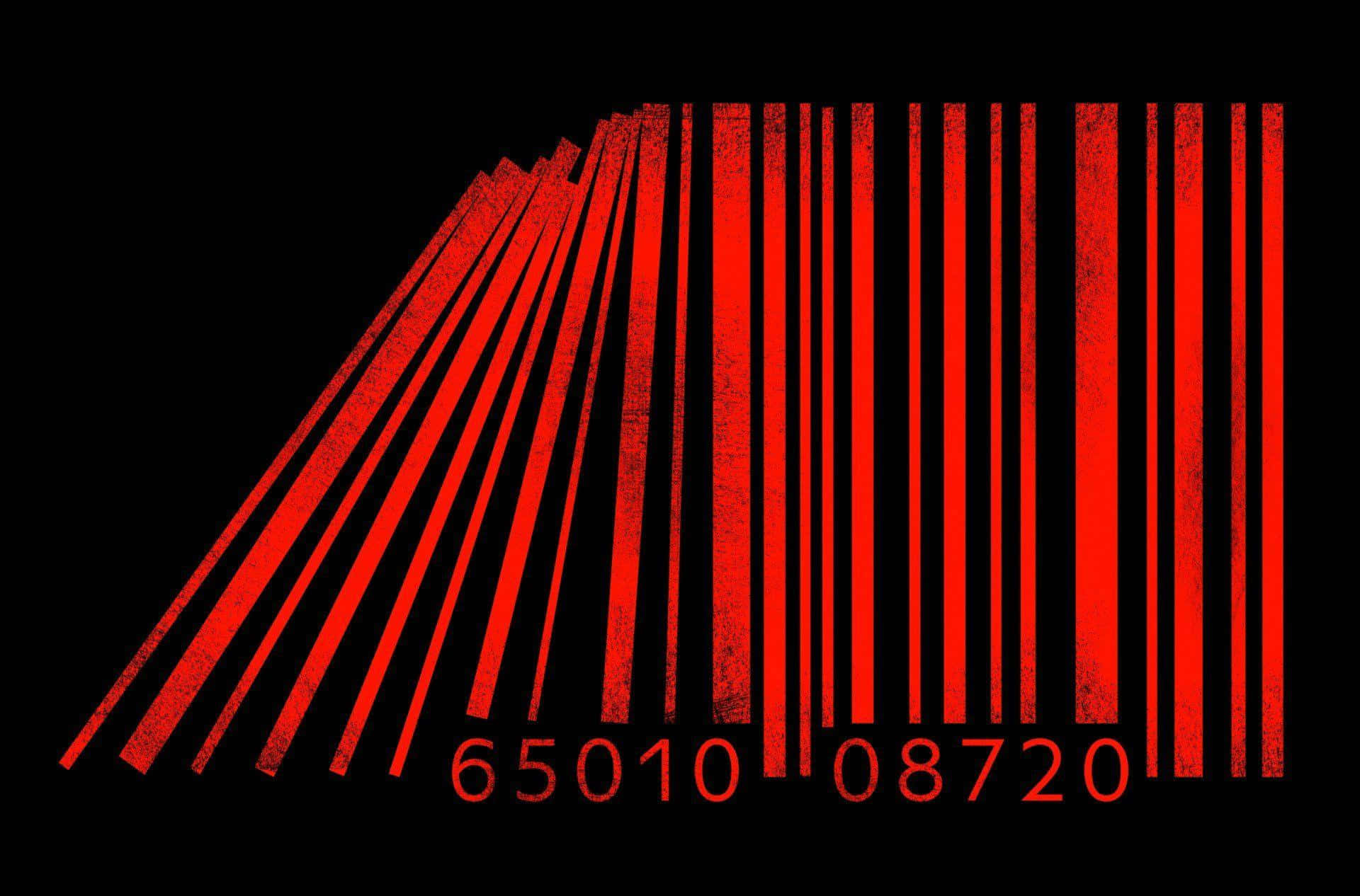 Dark Web 桌布 壁紙 — 一個大膽的紅色條碼，帶有磨損紋理，向左傾斜，置於簡潔的黑色背景上。