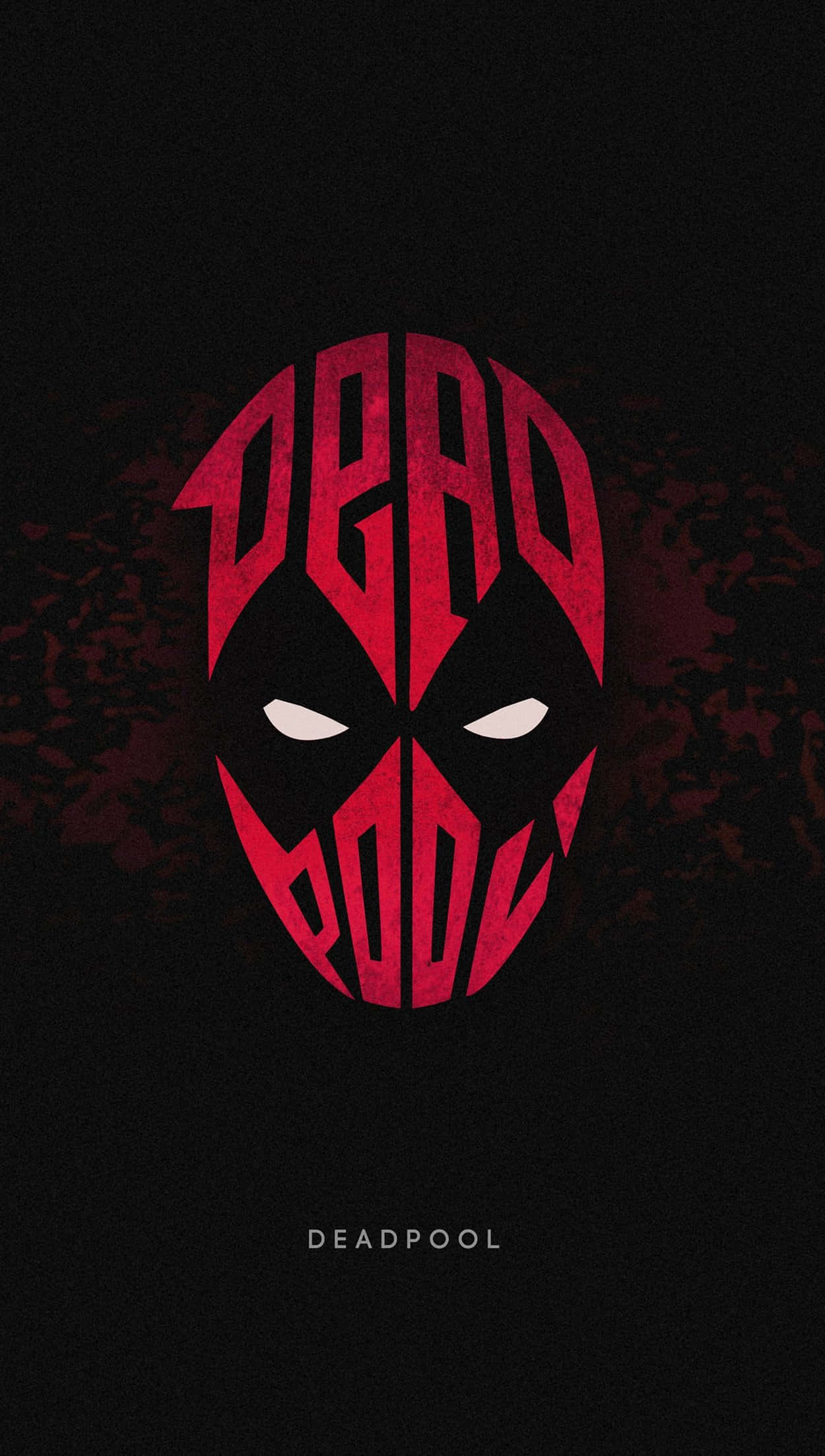 Deadpool Logo 桌布 壁紙 — 一個大膽的紅色死侍面具標誌，帶有白色眼睛，居中在深色紋理背景上。