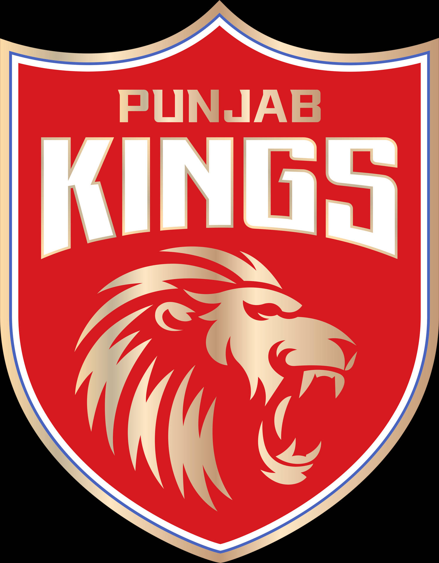 Punjab Kings 體育隊伍標誌，紅色盾牌上有咆哮的獅子。 — 印度板球 壁紙