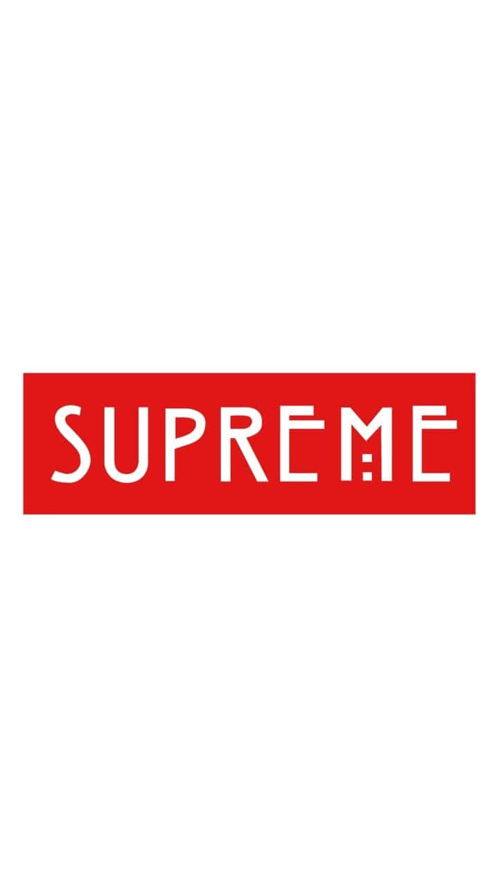 Supreme iPhone 桌布 壁紙 — 一個大膽的紅色矩形標誌，白色 'SUPREME' 文字居中在純白色背景上。