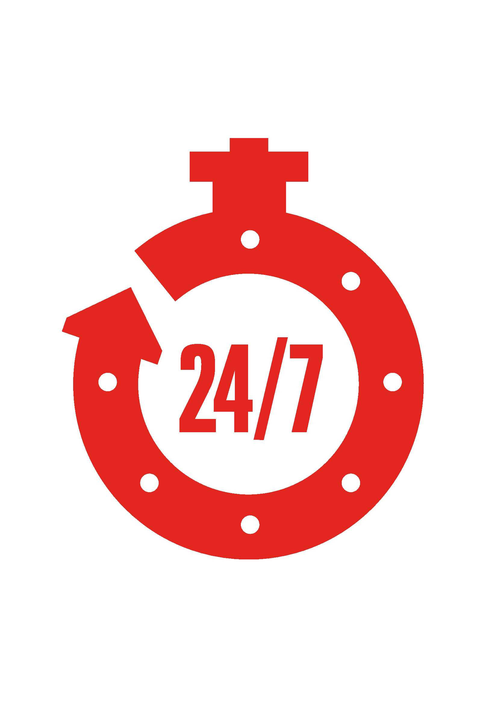 Clock 桌布 壁紙 — 一個大膽的紅色碼錶圖示，內部帶有24/7文字，象徵持續運作。