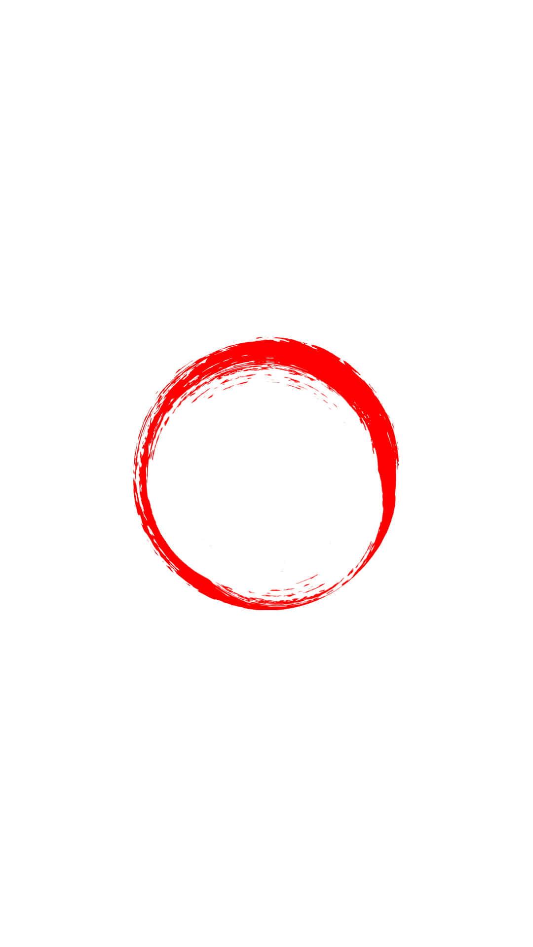 Blood 桌布 壁紙 — 一個大膽的紅色筆觸圓圈，居中在帶有紋理邊緣的純白背景上。